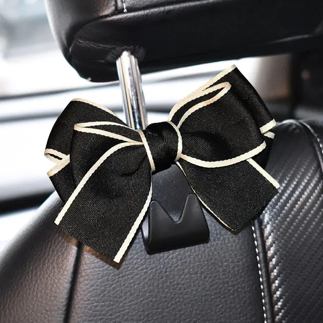 Cute Bowknot Car Seat Hook Organizer – Headrest Bag & Grocery Hanger