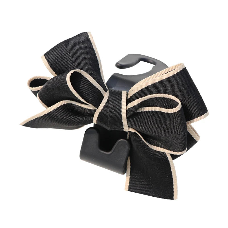 Cute Bowknot Car Seat Hook Organizer – Headrest Bag & Grocery Hanger
