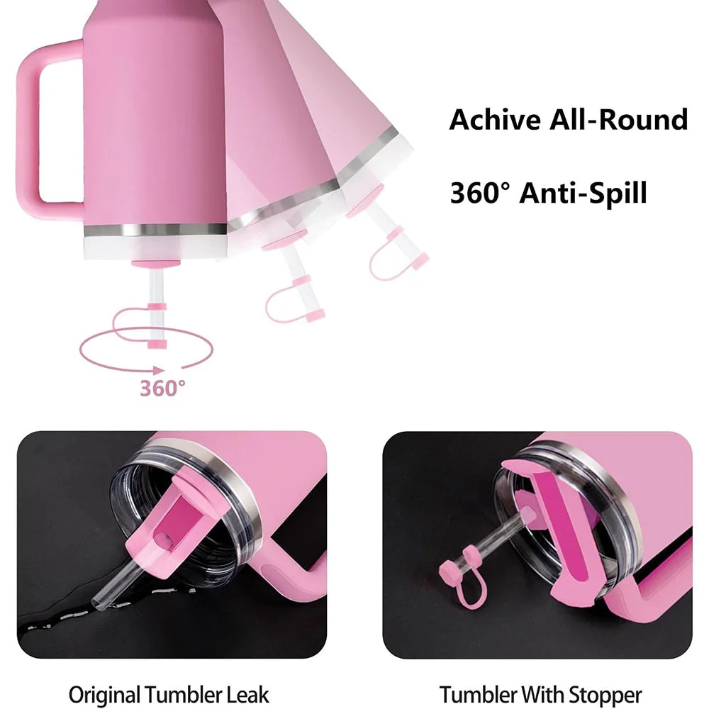 Stanley Tumbler Accessories Set (9pcs) – Silicone Straw Covers, Stopper & Boot Charms (40oz)