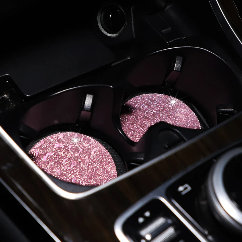 Bling Leopard TPU Car Cup Holders – Waterproof Anti-Slip Interior Decor (Pair)
