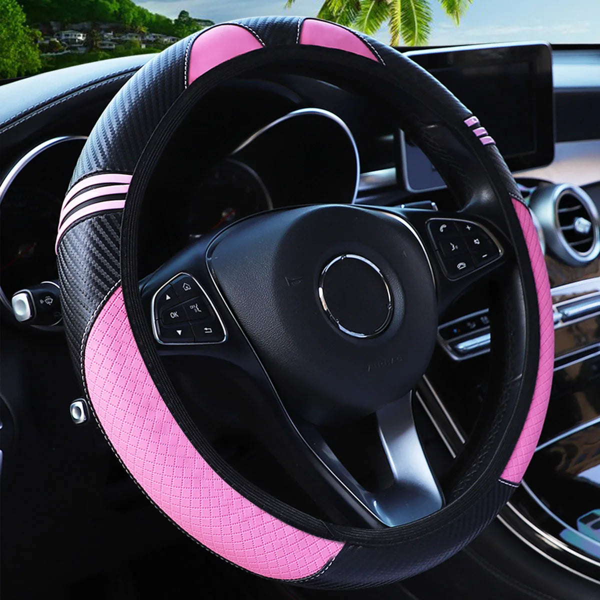 Little Monster PU Leather Steering Wheel Cover – 14.5–15 inch (No Inner Ring)