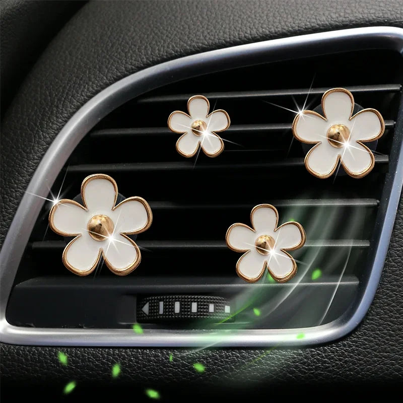Floral Car Air Vent Clips (4pcs) – Aromatherapy Perfume Diffuser Interior Decor
