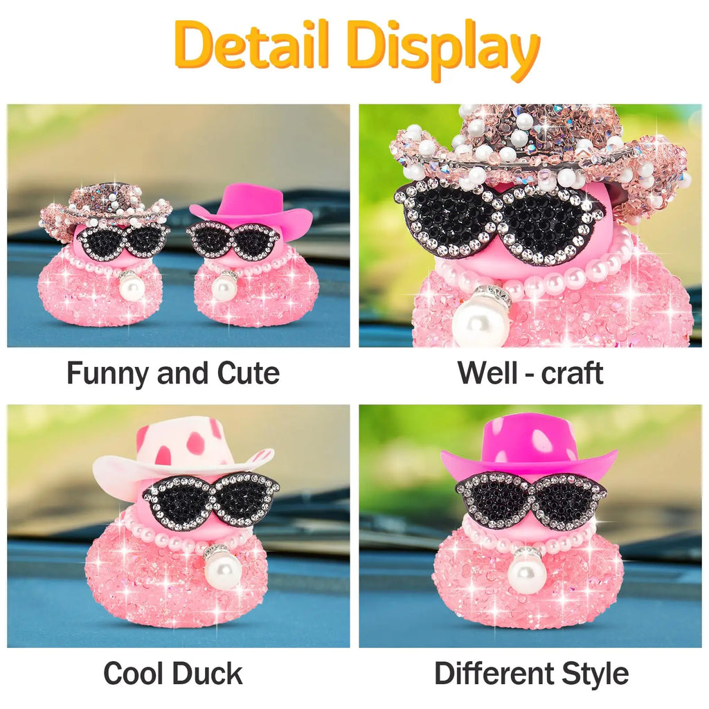 Pink Bling Diamond Rubber Duck – Car Dashboard Decoration Accessory