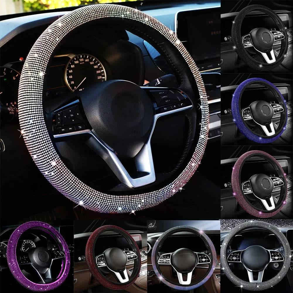 💎 Diamond Glow: Premium Rhinestone Steering Wheel Cover