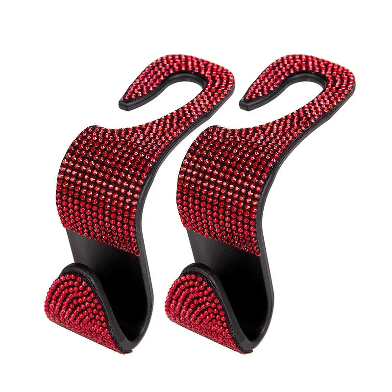 Universal Rhinestone Car Headrest Hook Organizer – Seat Back Storage Holder