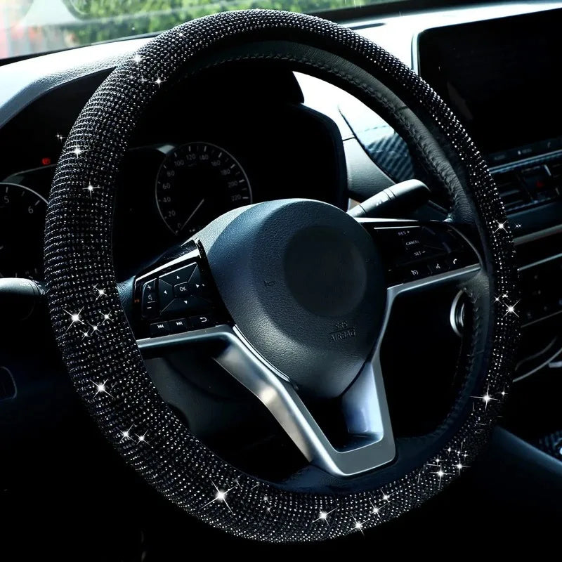 Anti-slip steering wheel cover that improves grip and driving comfort while adding a stylish touch to your car interior. Universal fit for 15 inch / 38cm wheels and easy to install. 🚗✨