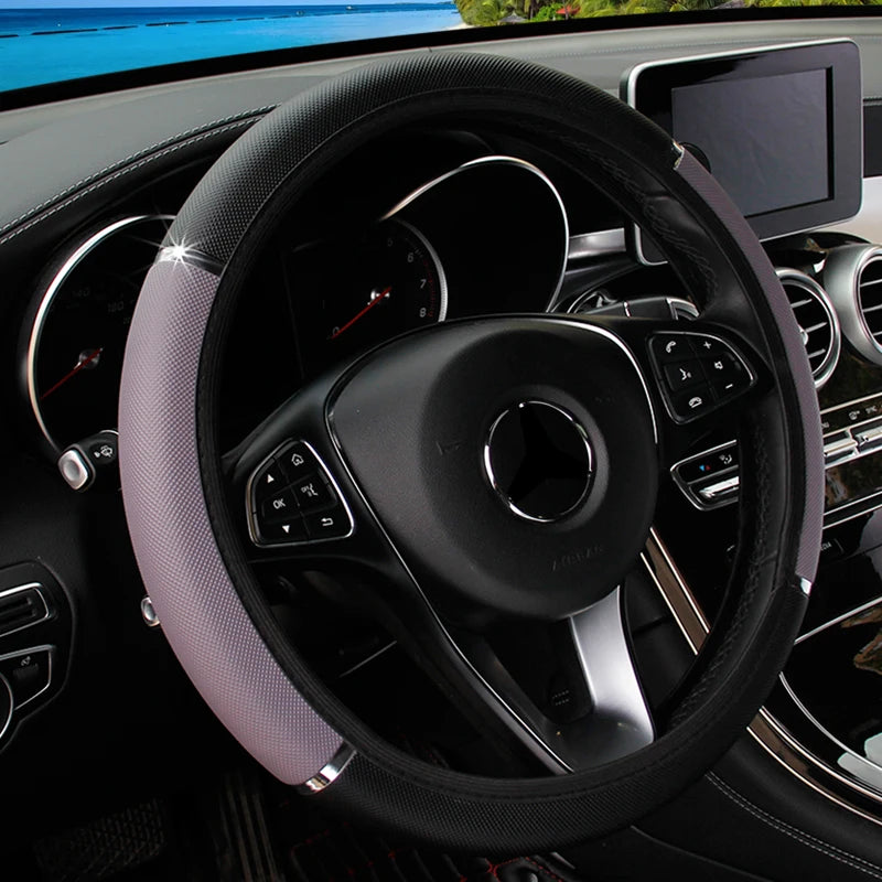 Car Steering Wheel Cover pu Leather Flash Bar Comfortable Elastic Band Handle Cover Car Interior Accessories 3-38CM