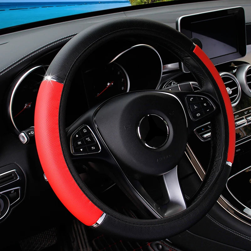 Car Steering Wheel Cover pu Leather Flash Bar Comfortable Elastic Band Handle Cover Car Interior Accessories 3-38CM