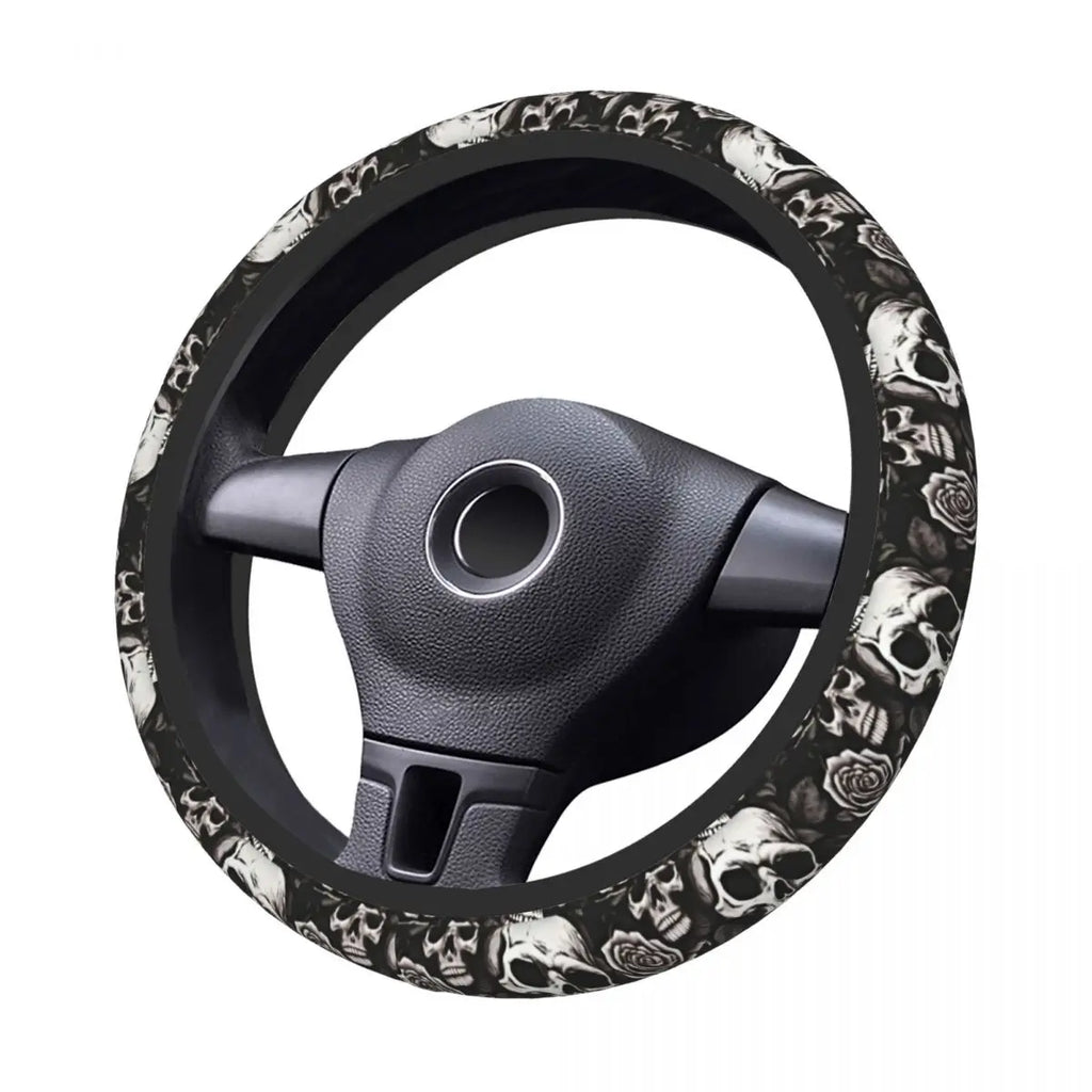 Universal Skull Steering Wheel Cover – Anti-Slip Grip Protector (Hubless Design)