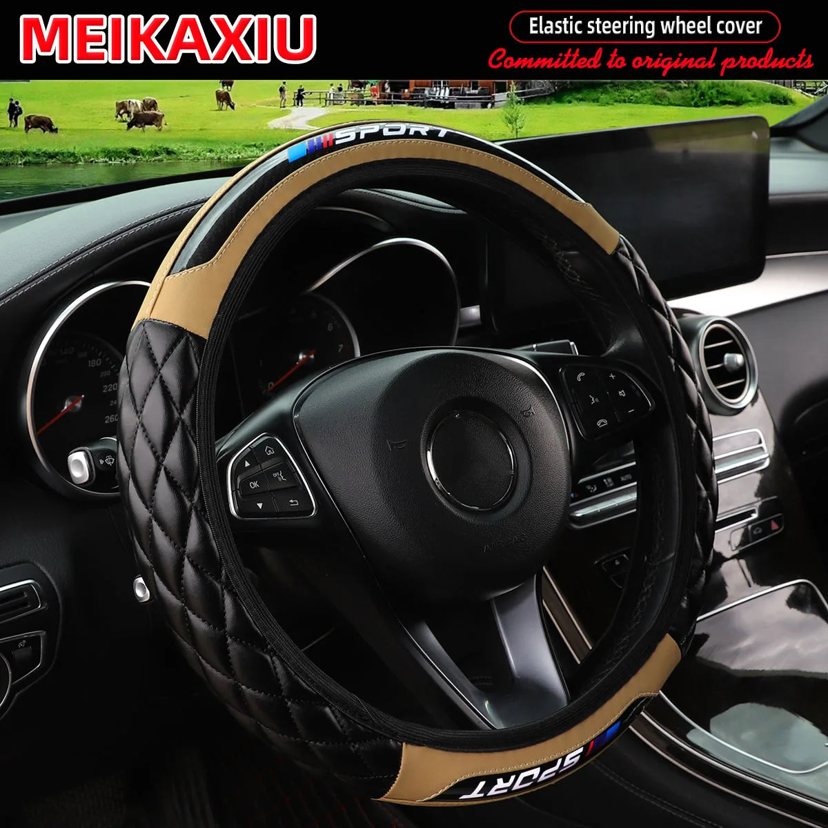 New Crystal Carbon Fiber Sport Steering Wheel Cover – Universal Fit, All-Season, Hubless Design