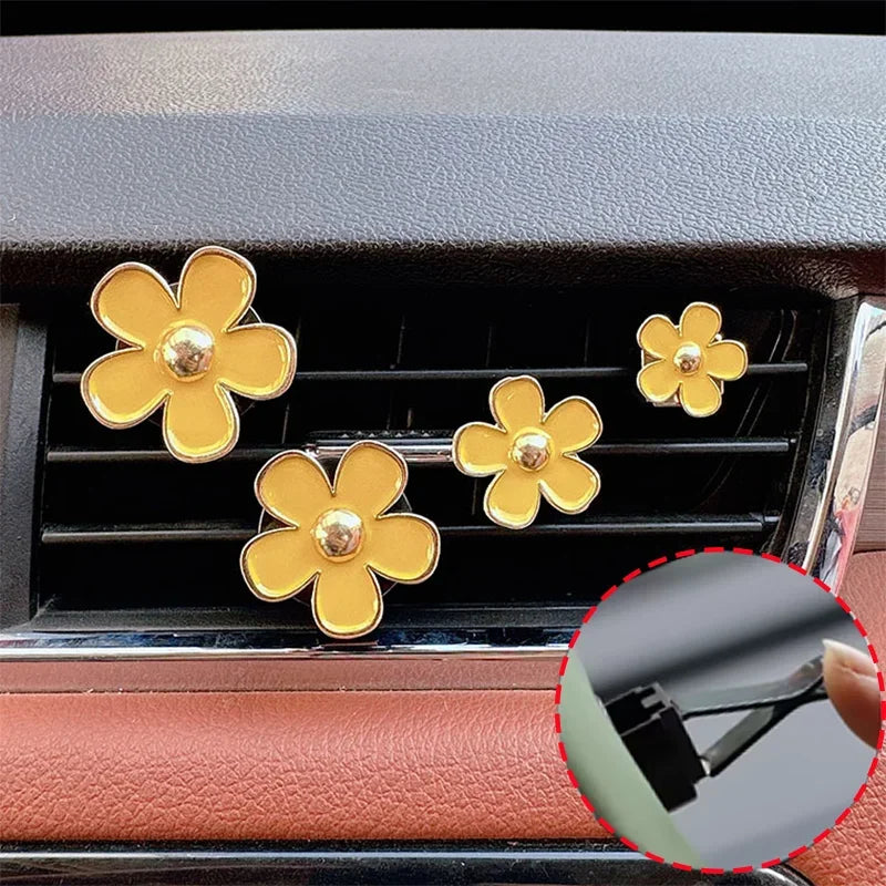 Floral Car Air Vent Clips (4pcs) – Aromatherapy Perfume Diffuser Interior Decor