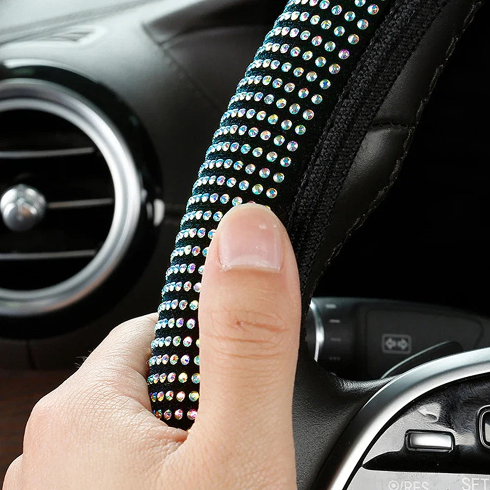 💎 Diamond Glow: Premium Rhinestone Steering Wheel Cover
