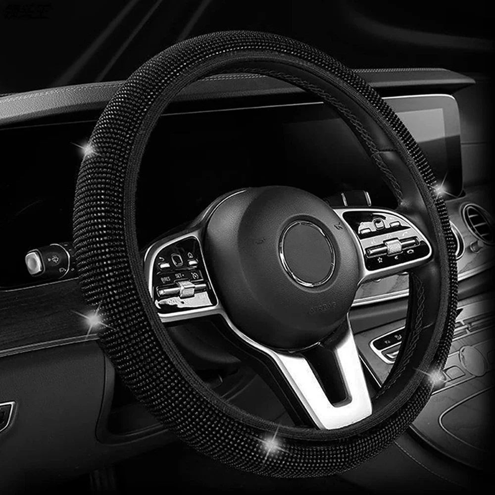 💎 Diamond Glow: Premium Rhinestone Steering Wheel Cover