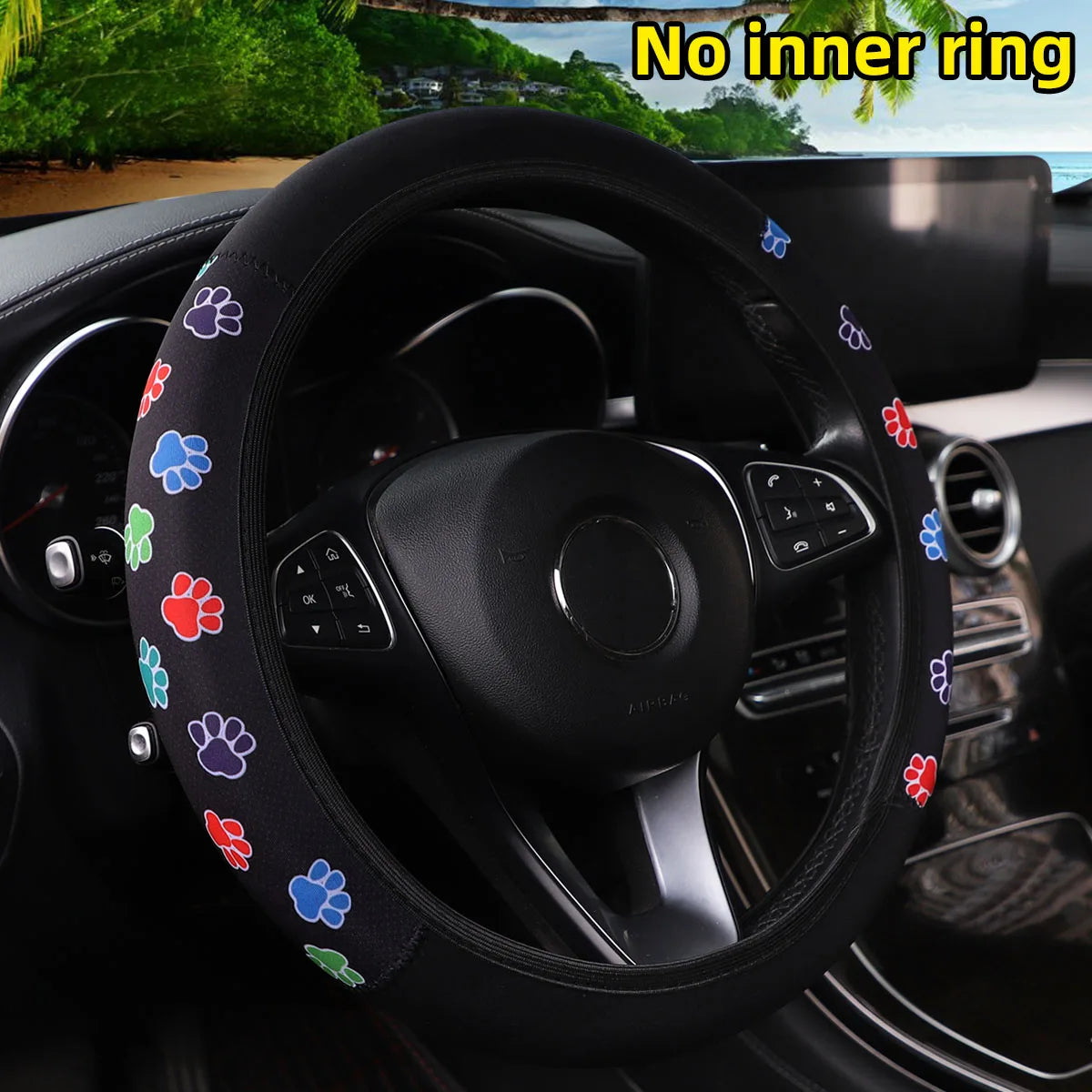 Stylish 38CM steering wheel cover with cherry blossom, chrysanthemum, and spider web print for a bold feminine touch. Soft grip, easy fit without inner ring, and perfect for upgrading your car interior. 🚗🌸✨