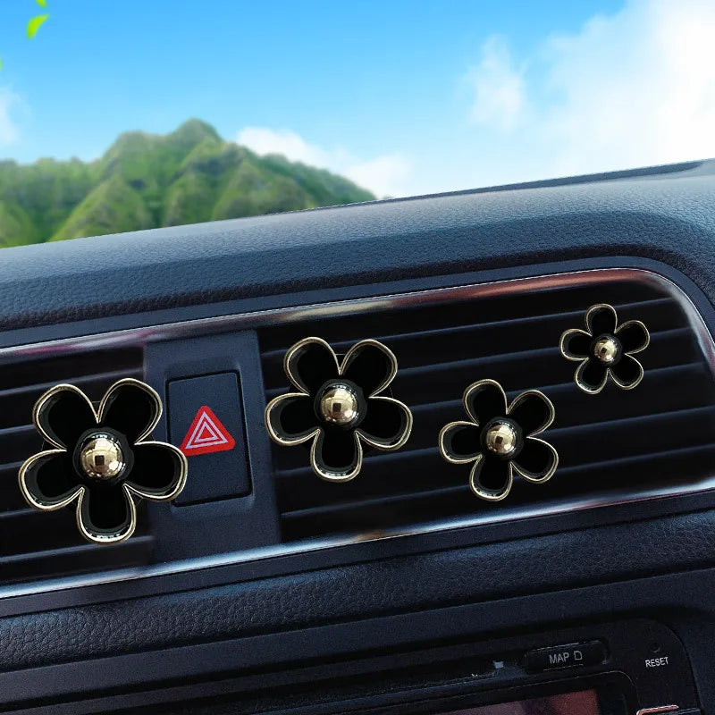 Floral Car Air Vent Clips (4pcs) – Aromatherapy Perfume Diffuser Interior Decor