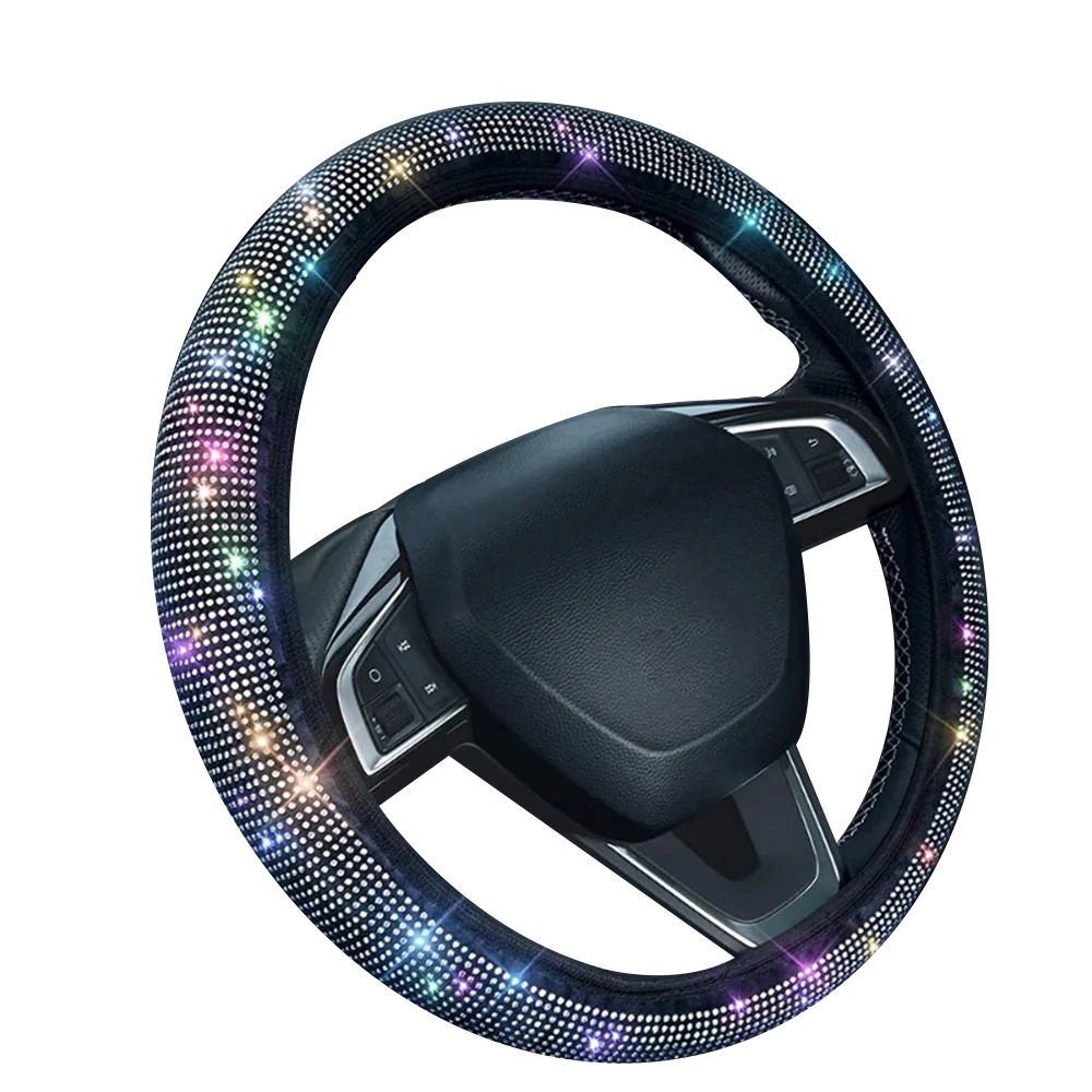 Anti-slip steering wheel cover that improves grip and driving comfort while adding a stylish touch to your car interior. Universal fit for 15 inch / 38cm wheels and easy to install. 🚗✨