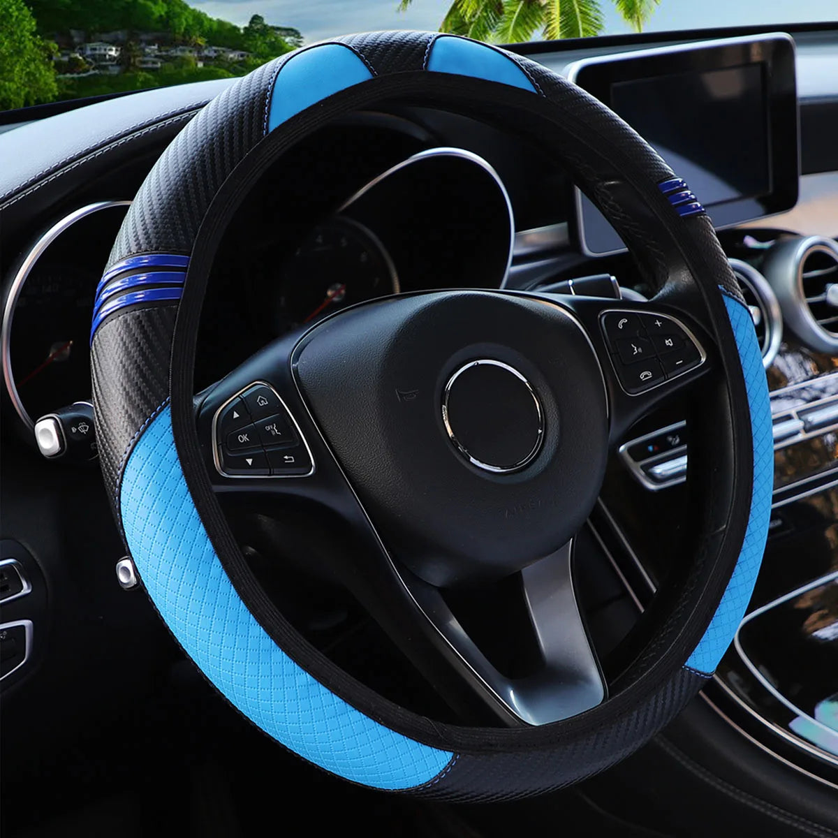 Little Monster PU Leather Steering Wheel Cover – 14.5–15 inch (No Inner Ring)
