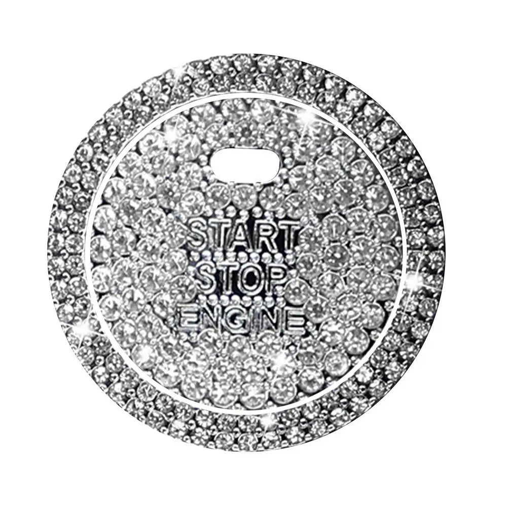 Diamond Rhinestone Start Button Trim – 2pcs Car Interior Protective Decor Set
