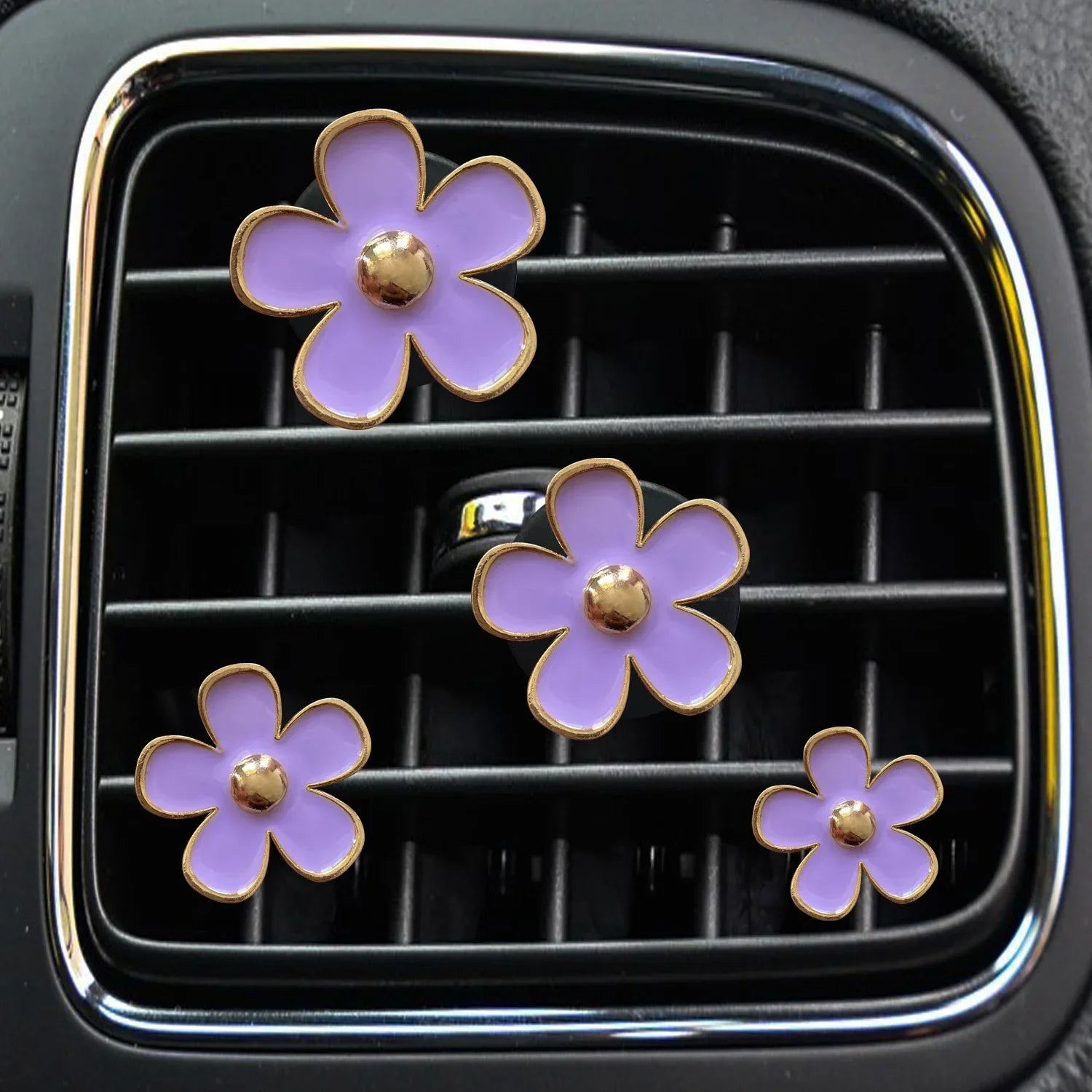 Floral Car Air Vent Clips (4pcs) – Aromatherapy Perfume Diffuser Interior Decor