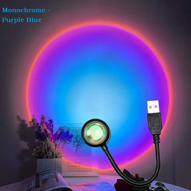 Kerokuru USB Sunset LED Lamp – Rainbow Neon Projector Atmosphere Light