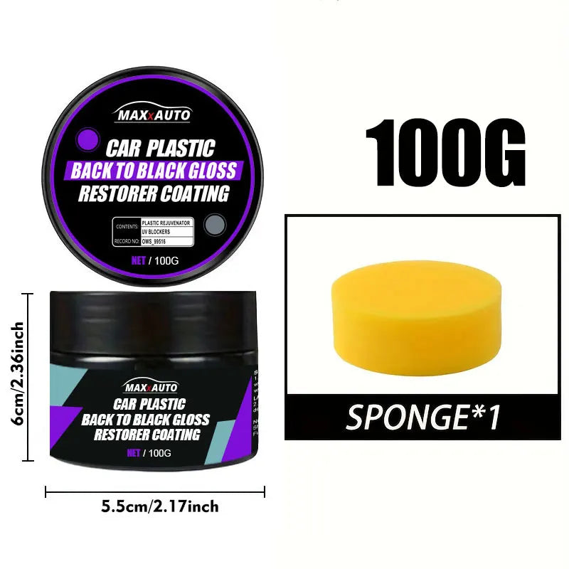 Restore your car’s shine with this plastic restorer that brings faded surfaces back to a deep black, glossy finish. Perfect for interior panels and trims with long-lasting protection and polish. 🚗✨
