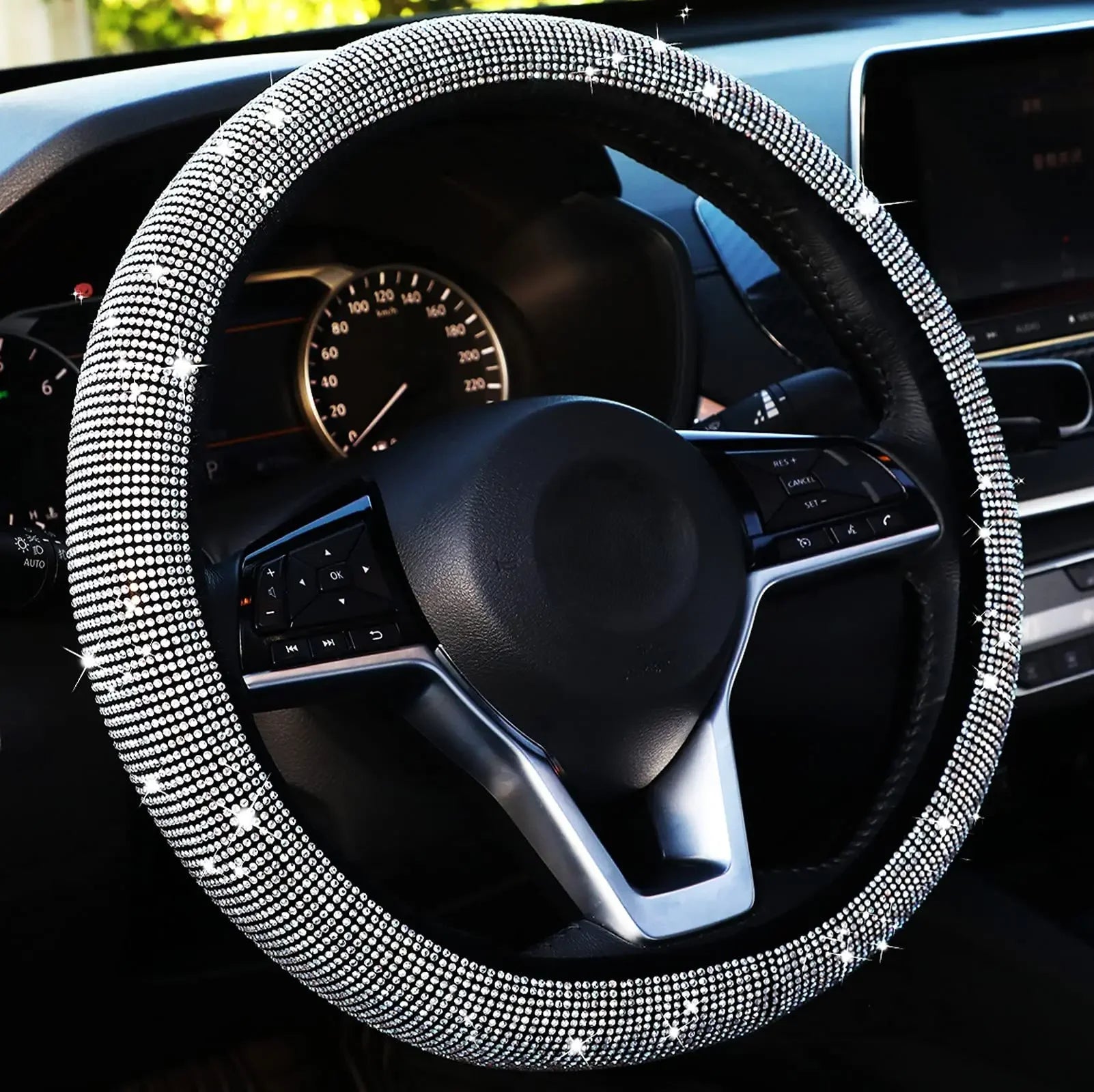 💎 Diamond Glow: Premium Rhinestone Steering Wheel Cover