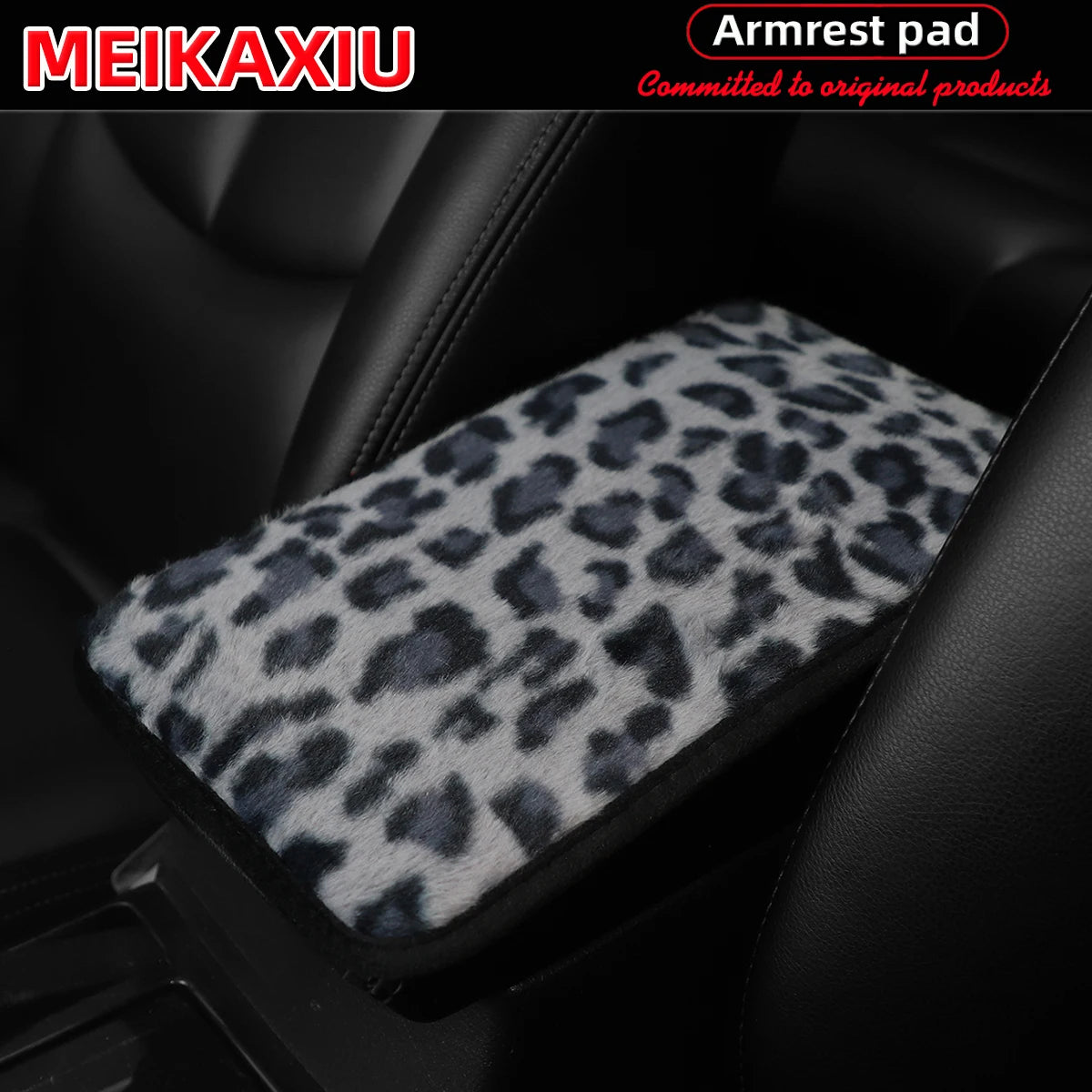 Soft Leopard Plush Armrest Cover – Anti-Slip Car Interior Decor (32×19 cm)