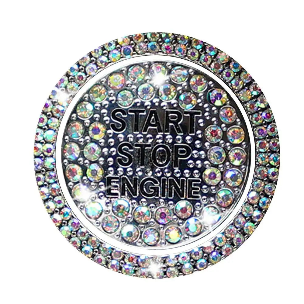Diamond Rhinestone Start Button Trim – 2pcs Car Interior Protective Decor Set