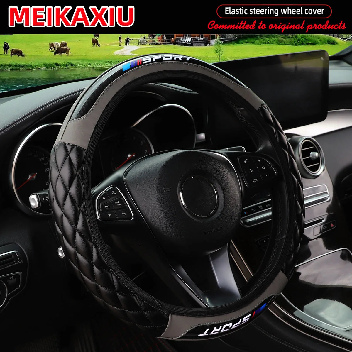 New Crystal Carbon Fiber Sport Steering Wheel Cover – Universal Fit, All-Season, Hubless Design