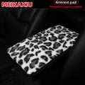 Soft Leopard Plush Armrest Cover – Anti-Slip Car Interior Decor (32×19 cm)