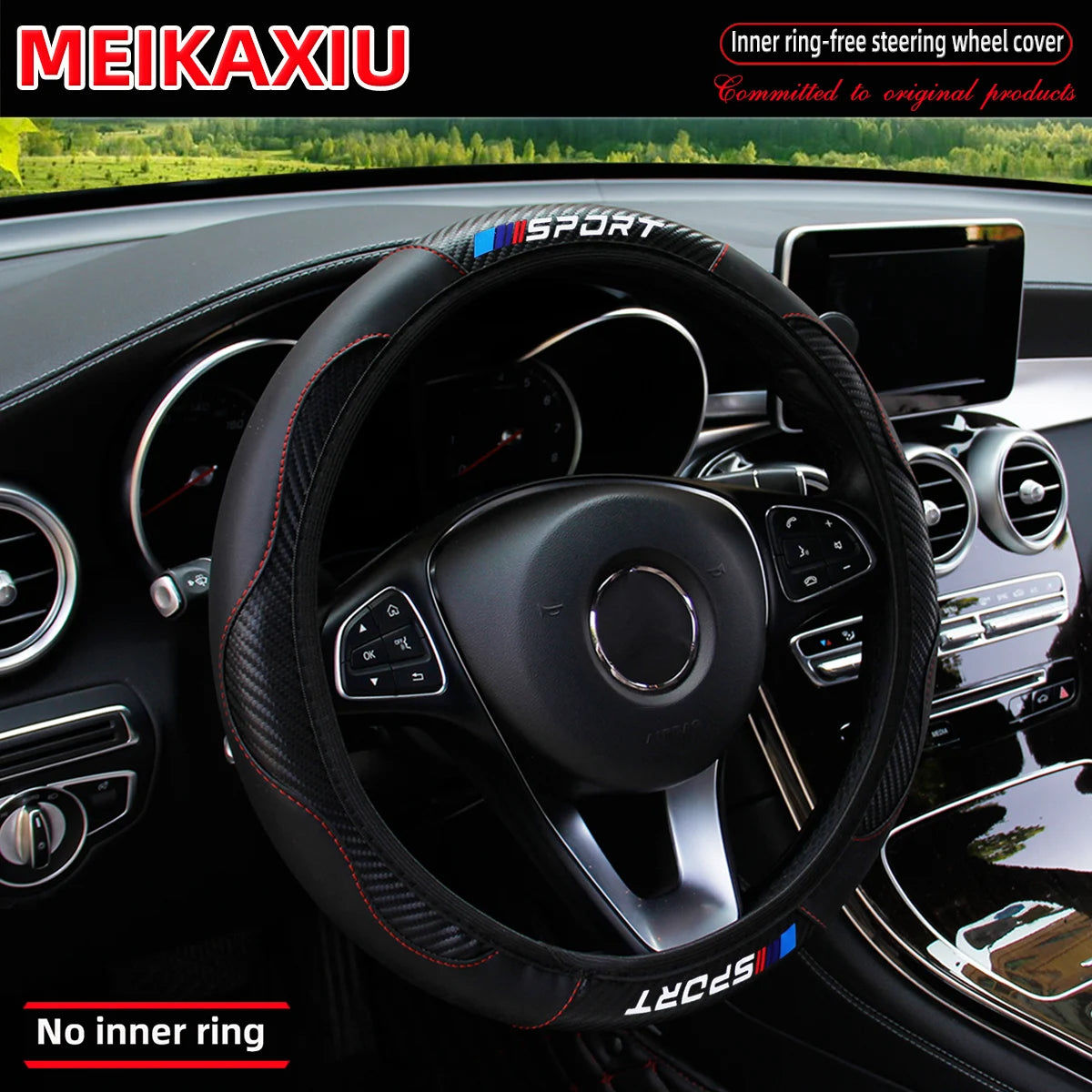 Sport Carbon Fiber Steering Wheel Cover | All-Season Fit (37–38 cm)