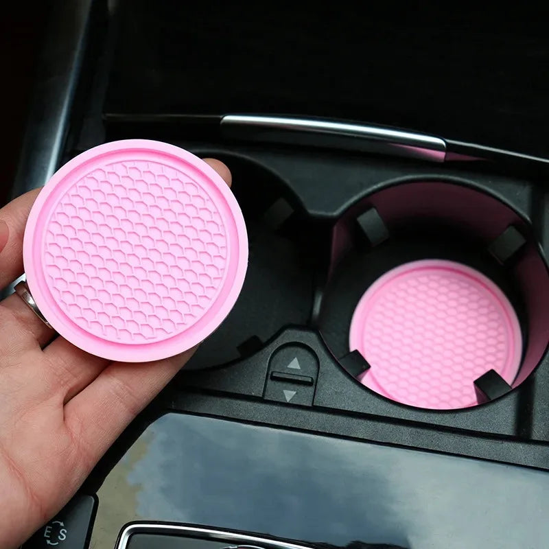 Bling Rhinestone Car Cup Holder Mats (2pcs) – Stylish Anti-Slip & Heat Resistant Interior Accessory