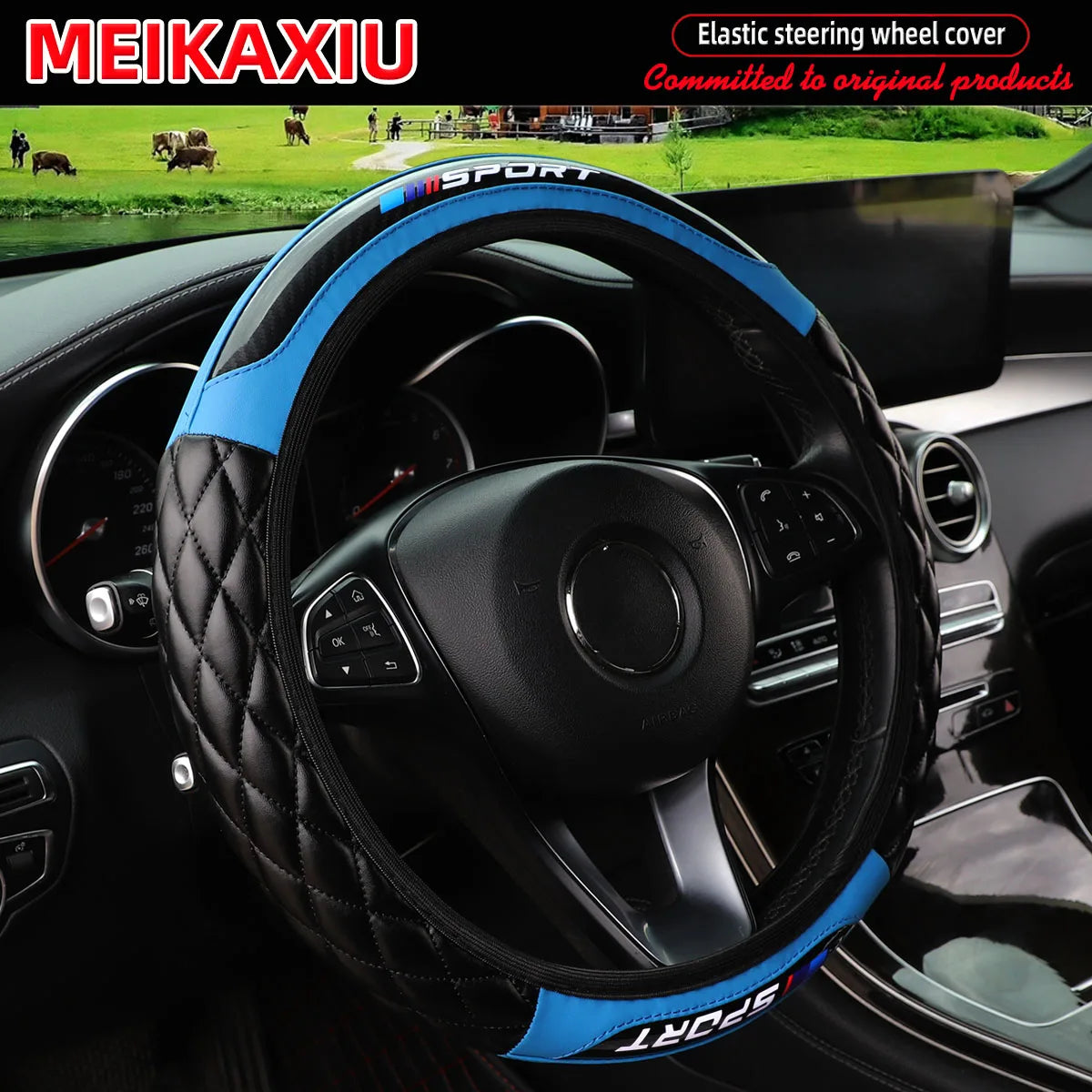 New Crystal Carbon Fiber Sport Steering Wheel Cover – Universal Fit, All-Season, Hubless Design