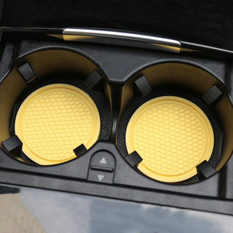 Bling Rhinestone Car Cup Holder Mats (2pcs) – Stylish Anti-Slip & Heat Resistant Interior Accessory