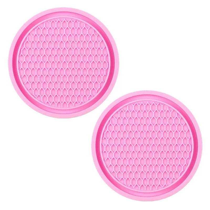 Bling Rhinestone Car Cup Holder Mats (2pcs) – Stylish Anti-Slip & Heat Resistant Interior Accessory