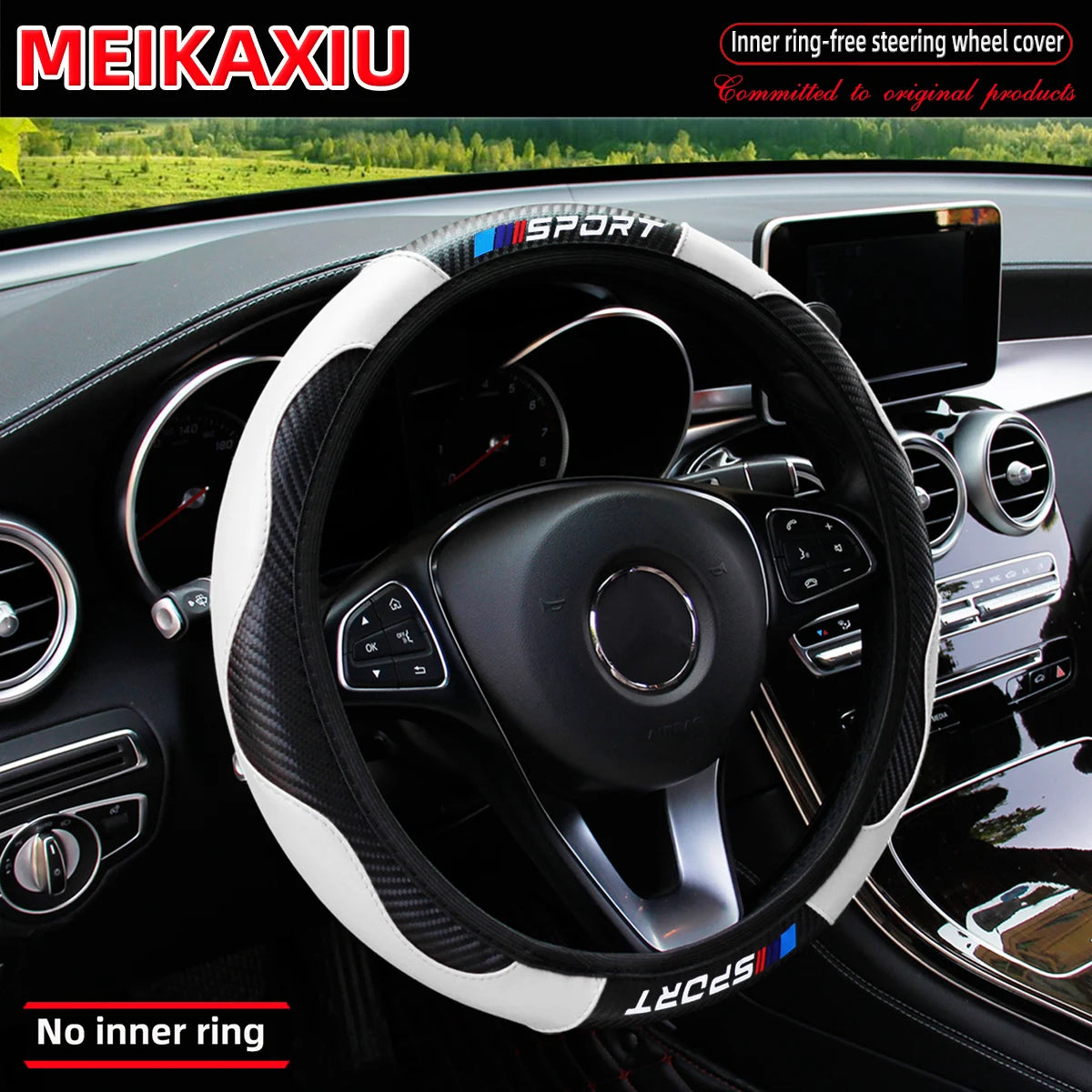 Sport Carbon Fiber Steering Wheel Cover | All-Season Fit (37–38 cm)