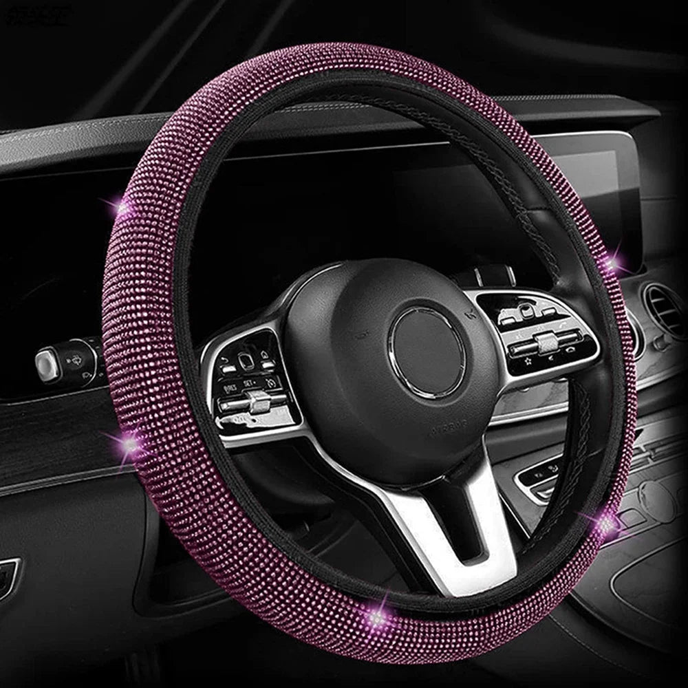 💎 Diamond Glow: Premium Rhinestone Steering Wheel Cover
