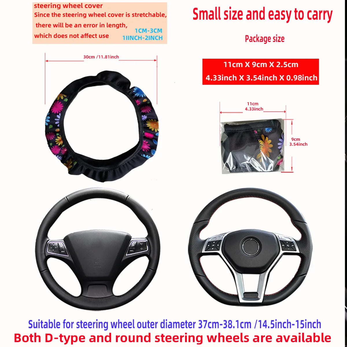 Stylish 38CM steering wheel cover with cherry blossom, chrysanthemum, and spider web print for a bold feminine touch. Soft grip, easy fit without inner ring, and perfect for upgrading your car interior. 🚗🌸✨