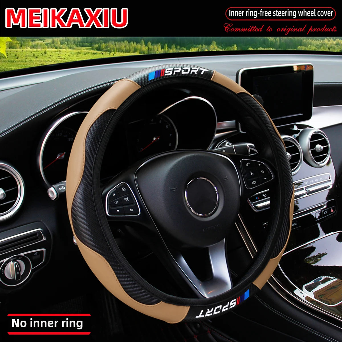 Sport Carbon Fiber Steering Wheel Cover | All-Season Fit (37–38 cm)