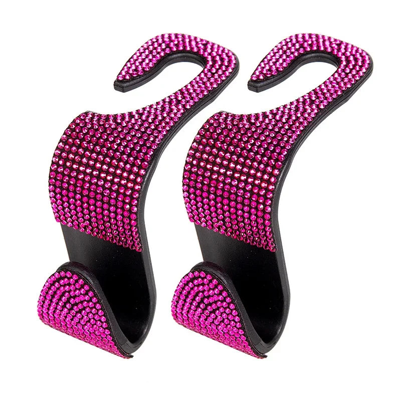 Universal Rhinestone Car Headrest Hook Organizer – Seat Back Storage Holder