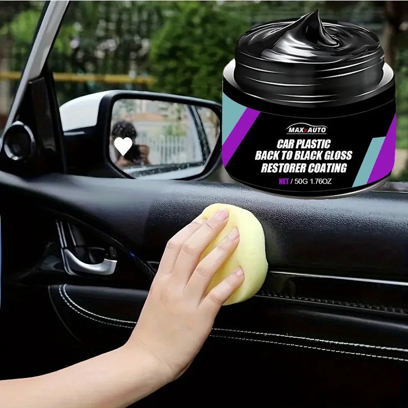 Restore your car’s shine with this plastic restorer that brings faded surfaces back to a deep black, glossy finish. Perfect for interior panels and trims with long-lasting protection and polish. 🚗✨