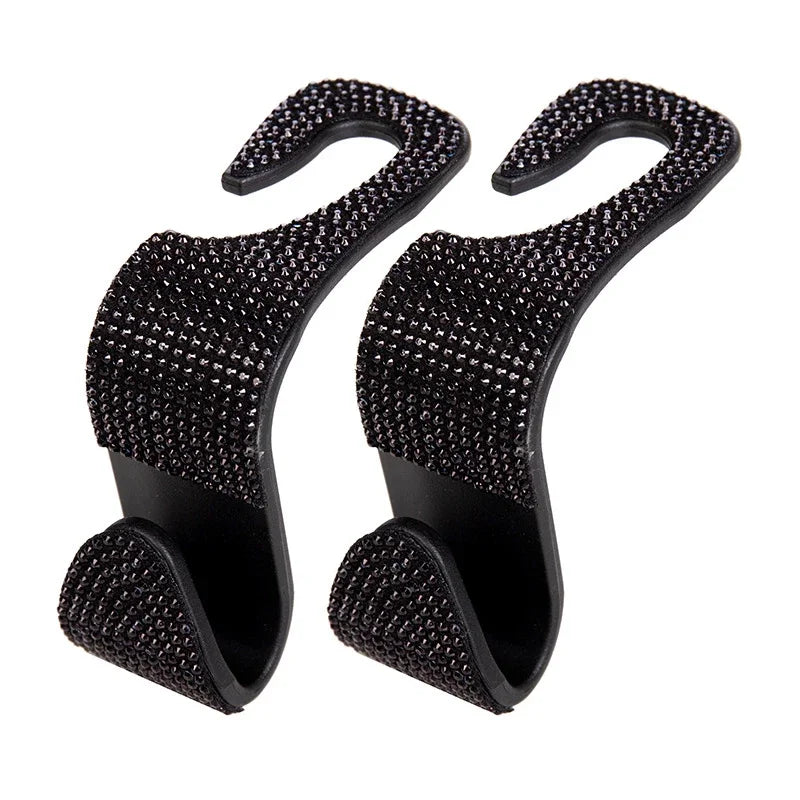 Universal Rhinestone Car Headrest Hook Organizer – Seat Back Storage Holder