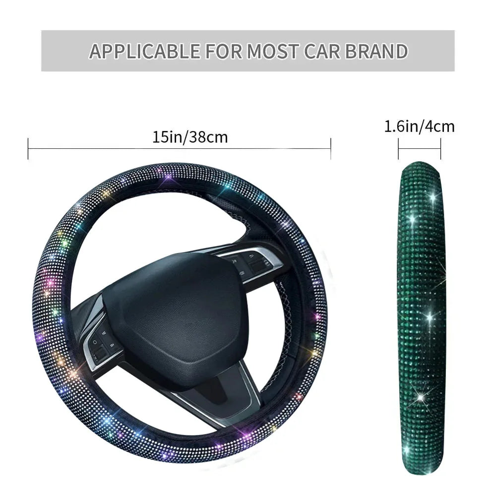 Anti-slip steering wheel cover that improves grip and driving comfort while adding a stylish touch to your car interior. Universal fit for 15 inch / 38cm wheels and easy to install. 🚗✨