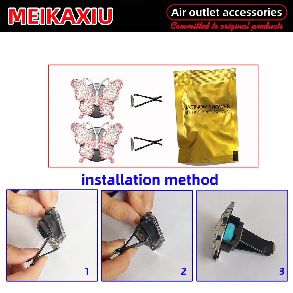 Luxury Butterfly Diamond Air Vent Clips – Sparkling Car Interior Fragrance Decor