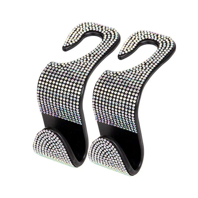 Universal Rhinestone Car Headrest Hook Organizer – Seat Back Storage Holder