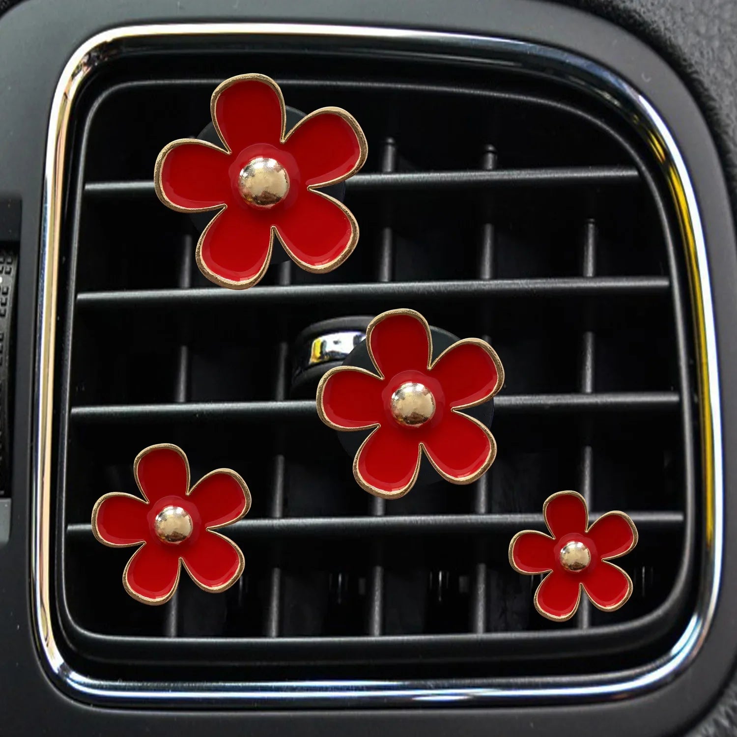Floral Car Air Vent Clips (4pcs) – Aromatherapy Perfume Diffuser Interior Decor