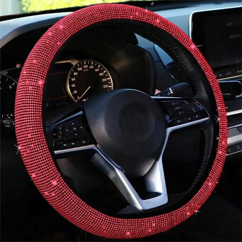 Anti-slip steering wheel cover that improves grip and driving comfort while adding a stylish touch to your car interior. Universal fit for 15 inch / 38cm wheels and easy to install. 🚗✨