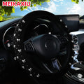 Glitter Bow Elastic Steering Wheel Cover – Bling Fabric Fit 14.5–15 inch Hubless
