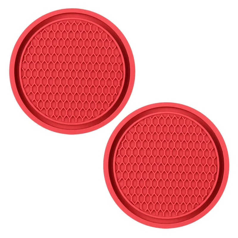 Bling Rhinestone Car Cup Holder Mats (2pcs) – Stylish Anti-Slip & Heat Resistant Interior Accessory