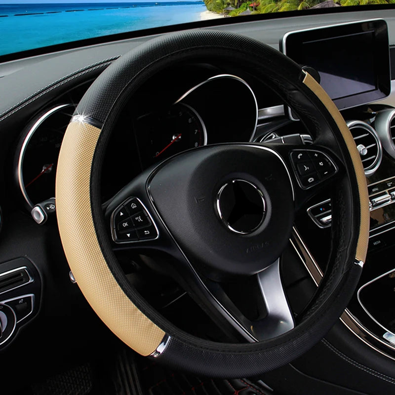 Car Steering Wheel Cover pu Leather Flash Bar Comfortable Elastic Band Handle Cover Car Interior Accessories 3-38CM